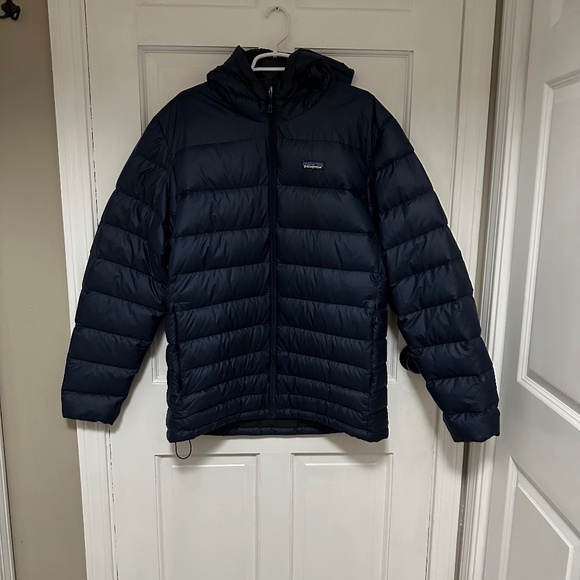 Patagonia Men's Down Sweater Hoody Puffer Jacket XL Blue Worn Wear - Picture 1 of 16